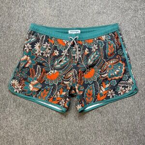 Maamgic Mens XXL Floral Swim Trunks Turquoise Orange Drawstring Lined Shorts